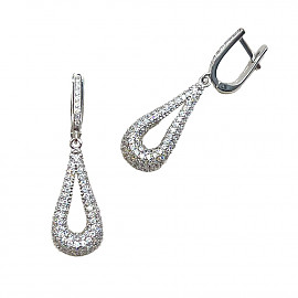 Серьги из золота белого цвета с цирконом 01-200806116