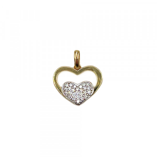 Кулон з жовтого з білим золота з цирконом «Серце»