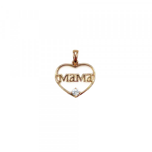 Золотий кулон у червоному кольорі з цирконом