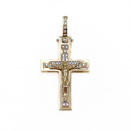 Крестик из золота с желтыми бриллиантами