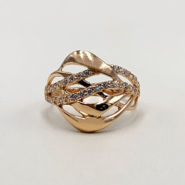 Золотое кольцо в красном цвете с цирконом 01-19298817