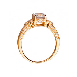 Кольцо из золота красного цвета с цирконом