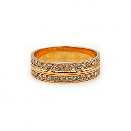 Золотое кольцо красного цвета с цирконом 01-200214017