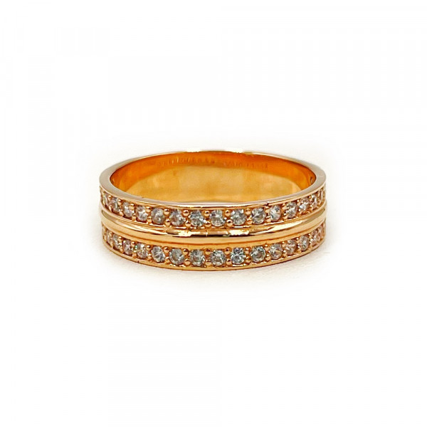 Золотое кольцо красного цвета с цирконом