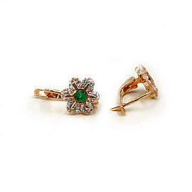 Серьги из золота красного цвета с цирконом «Цветок» 01-200264617