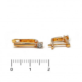 Серьги из красного золота с цирконом