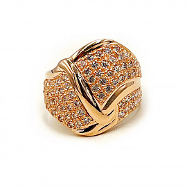 Кольцо из золота красного цвета с цирконом 01-200748317