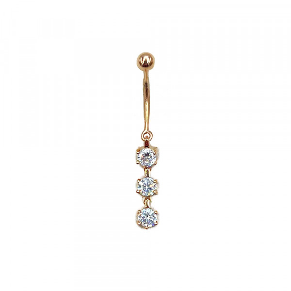 Пирсинг из золота красного цвета с цирконом