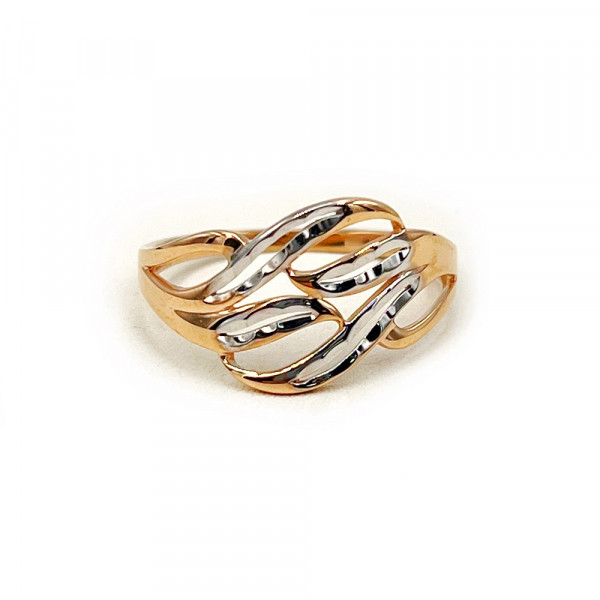 Каблучка з золота у червоному з білим кольорі