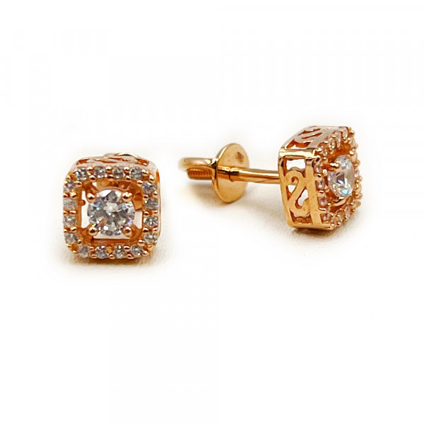 Золоті сережки у червоному кольорі з цирконом