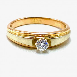 Каблучка з червоного з білим золота з жовтим діамантом 01-200876317