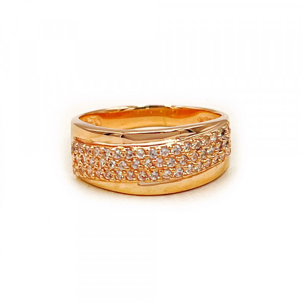 Золота каблучка червоного кольору з цирконом