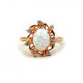 Золота каблучка у червоному кольорі з цирконом 01-200880017