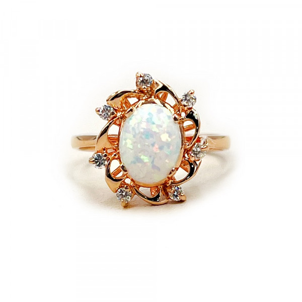 Золота каблучка у червоному кольорі з цирконом