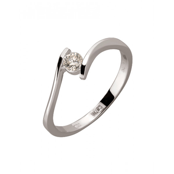 Кольцо из золота в белом цвете с белым бриллиантом