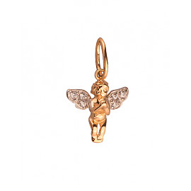 Кулон з золота у червоному кольорі з цирконом «Янгол» 01-200120318