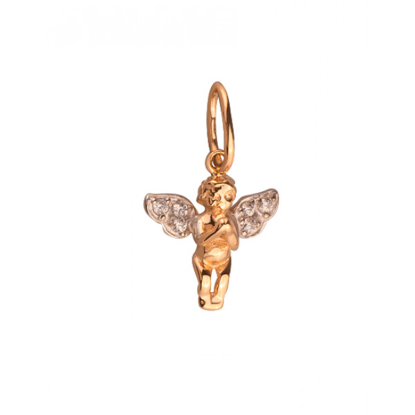 Кулон з золота у червоному кольорі з цирконом «Янгол»