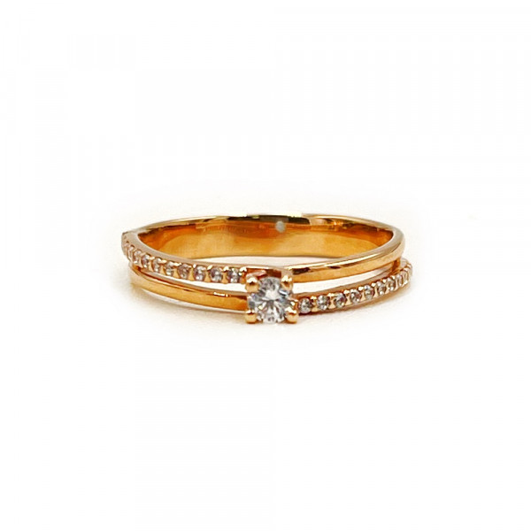 Каблучка з червоного золота з цирконом