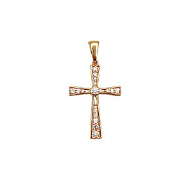Золотой крестик в красном цвете с цирконом 01-200188718