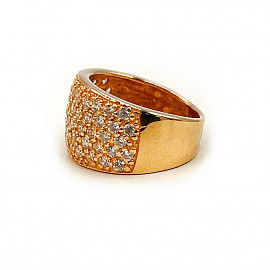 Золотое кольцо в красном цвете с цирконом