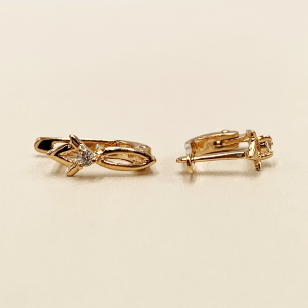 Сережки з золота у червоному кольорі з цирконом