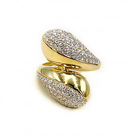 Золотое кольцо желтого с белым цвета с цирконом 01-200779918