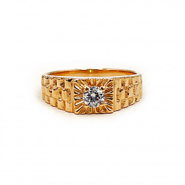 Перстень з золота червоного кольору з цирконом 01-200782218