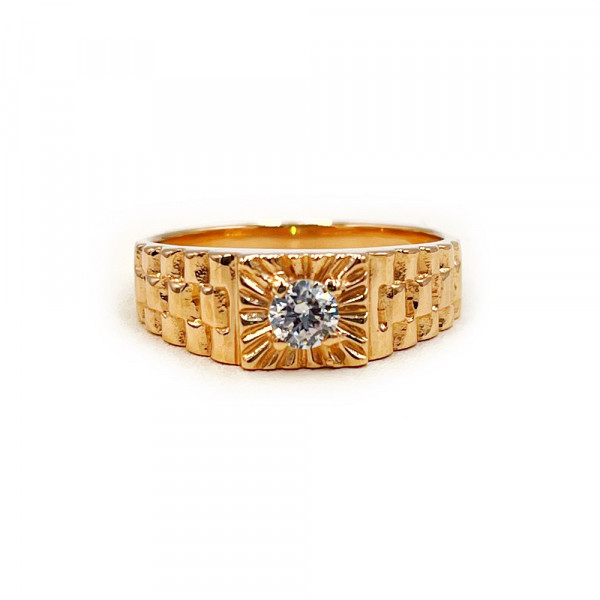 Перстень з золота червоного кольору з цирконом