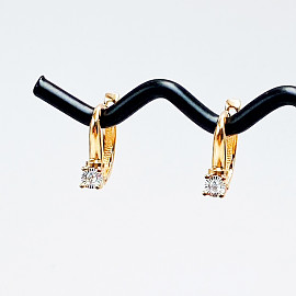 Сережки з червоного з білим золота з білими діамантами 01-200789818