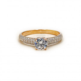 Каблучка з золота червоного кольору з цирконом 01-200796918