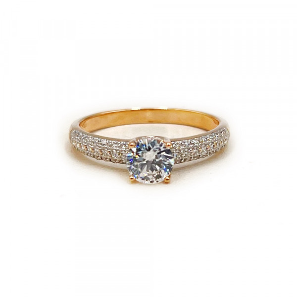 Каблучка з золота червоного кольору з цирконом