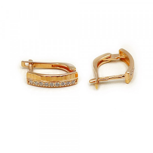 Золоті сережки червоного кольору з цирконом