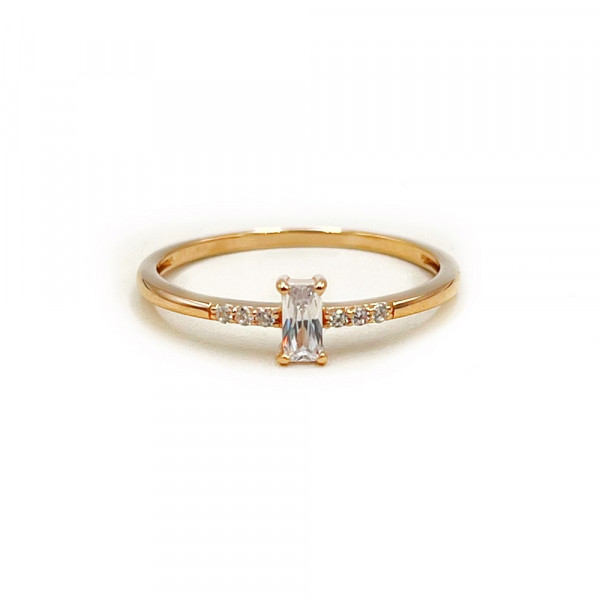 Золотое кольцо в красном цвете с цирконом