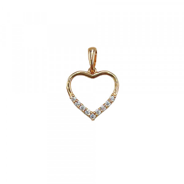 Кулон из золота в красном цвете с цирконом «Сердце»