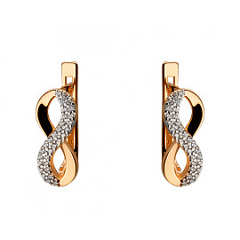 Золоті сережки у червоному з білим кольорі з цирконом 01-19246919
