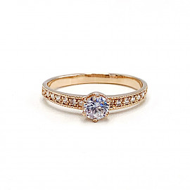 Золотое кольцо в красном цвете с цирконом 01-19252519