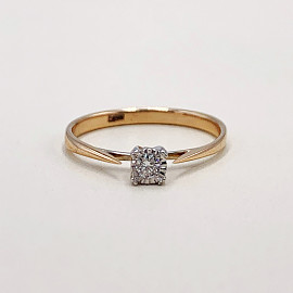 Золотое кольцо красного с белым цвета с белым бриллиантом 01-200050819