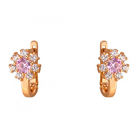 Золоті сережки з цирконом «Квітка» 01-200072419