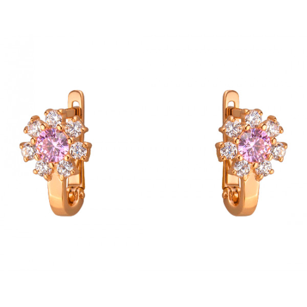 Золоті сережки з цирконом «Квітка»