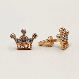 Сережки з золота з цирконом «Корона» 01-200086219