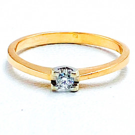 Золотое кольцо в красном с белым цвете с белым бриллиантом 01-200099419