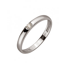 Золотое кольцо белого цвета с белым бриллиантом 01-200258019