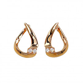 Золотые серьги в красном цвете с цирконом 01-200781919