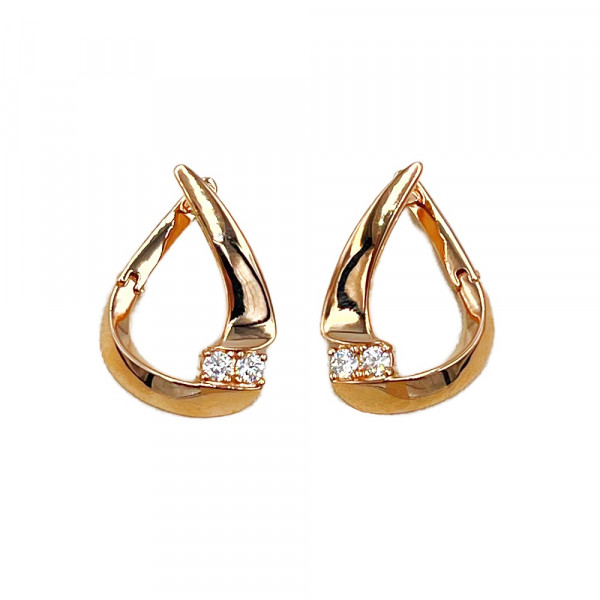 Золотые серьги в красном цвете с цирконом