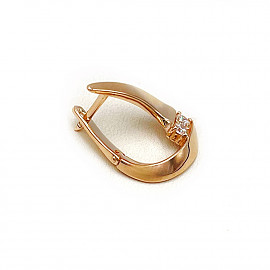 Золотые серьги в красном цвете с цирконом