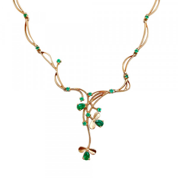 Золоте кольє з зеленими берилами