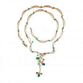 Золоте кольє з зеленими берилами