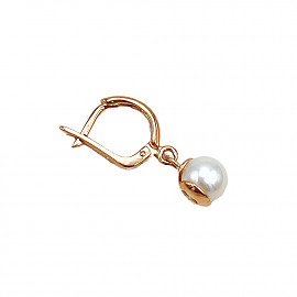 Золоті сережки червоного кольору з цирконом