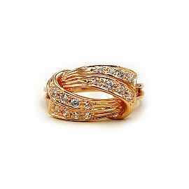 Золотое кольцо красного цвета с цирконом 01-200865619