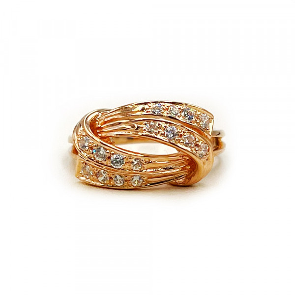 Золотое кольцо красного цвета с цирконом